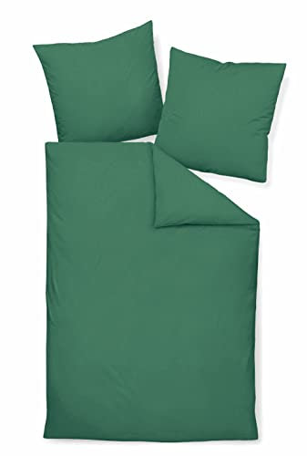 Janine Design Mako-Soft-Seersucker Bettwäsche-Garnitur Piano 0125 Farbe waldgrün Größe 135x200 + 80x80cm