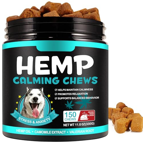Dog Calming Chews, Hemp Calming Anxiety Relief Treats For Dogs, Reduce Stress, Fear, Separation Anxiety, Barking, Hyperactivity, Reactivity, Aggression, 150pcs