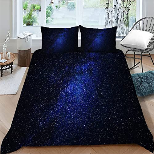 Bettwäsche 135x200 Sterne Nachthimmel 3D Druck Bettbezüge und 2 Kissenbezug 80x80 Kuschelig Atmungsaktive Bettwäsche Set 3 Teilig mit Reißverschluss