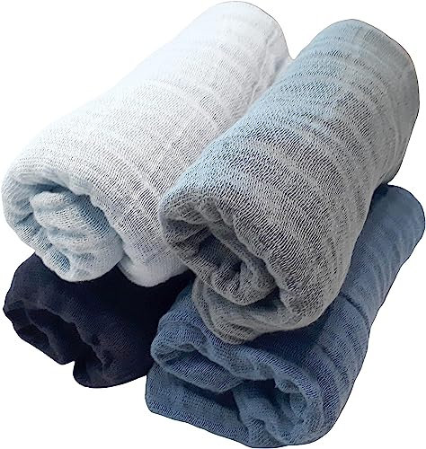 Pippi Babywear Mulltücher 4er Pack Spucktücher GOTS Bio Musselin Windeln (A Blue Wave)