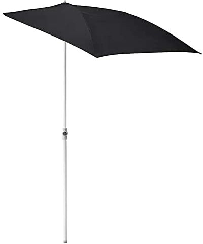 CLoxks Sombrilla de playa,Semisombrilla para balcón, sombrilla pequeña para exteriores, sombrilla de jardín semicircular negra ajustable, adecuada para espacios pequeños, sin base, con ventilador p
