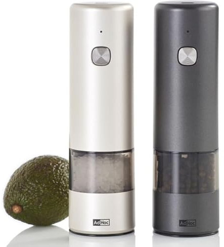 AdHoc Set Elektrische Pfeffer- und Salzmühle I.Mill H 17 cm Edelstahl/Acryl light grey&dark grey
