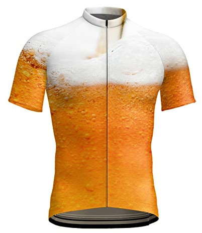 Beokeuioe Herren Radtrikot Kurzarm Für Männer Atmungsaktive Cycling Jersey Schnell Trocknen Radsport Bekleidung Fahrradtrikot 3D Bier Gedruckt Oktoberfest Kostüm Bierfestival