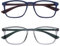 OPULIZE Max Lesebrille 2er Pack - Klassische große rechteckige Fassung - Brillen in mattem Blau und Grau - Herren Damen Unisex - RR78-37 - +1,00