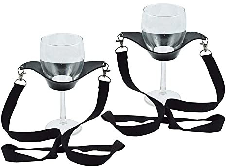 SGerste 2pcs Neck Lanyard Wine Glass Holder Lanyard Portable Holder for Wine Glasses for Hanging around the Neck - for Wine Hiking or BBQ Party