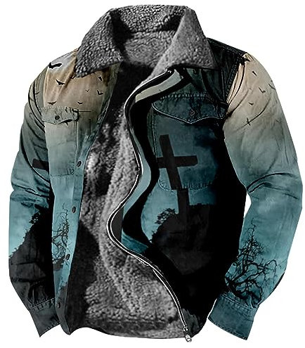 DHYUEN Halloween Herren Herbstjacke Einfarbige Fahrrad Windjacke Herren Reißverschluss Regenjacke Herren Faltbar Regenjacke Herren Schwarz Mulit Taschen Radjacke Herren Kapuzenpullover(1-Gray,L)