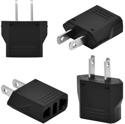 4 Pièces Adaptateur Prise France vers USA, Adaptateur de Voyage pour Les Appareils, Adaptateur Convertisseur US-EU/EU-US, Adaptateur Secteur Américain vers Européen Universelle (EU to US, Noir)