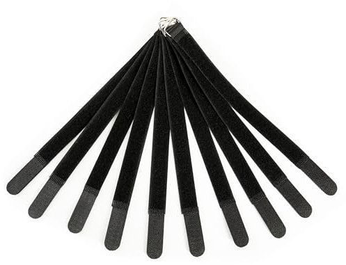 MUSIC STORE Kabelklett Schwarz 30cm MkII, 10er-Pack, Kabelorganisation, Kabelsicherung, Ideal für Musik- und Audioequipment