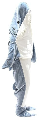 Hai Decke Erwachsene Zum Anziehen Decke Mit Ärmeln Sweatshirt Kapuzenpullover Hai Schlafsack Blanket Tragbare Decke Für Männer Schlafsack Mit Füssen
