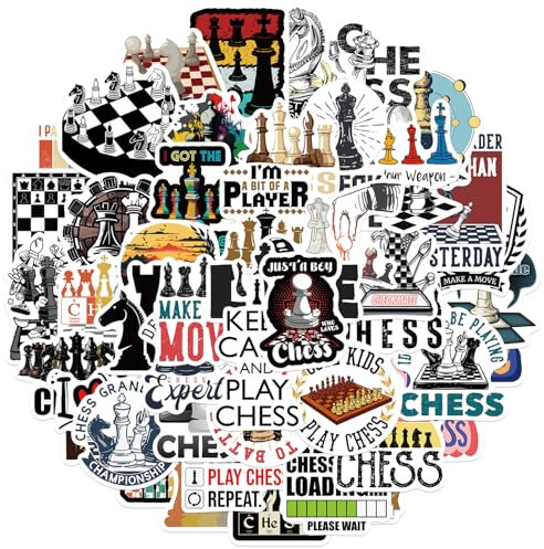 SVGDHZK 50 PCS Chess Stickers - Funny Game Vinyl Stickers for Laptop, Phone, Water Bottle, Gifts for Chess Players, Kids, Teens, Students