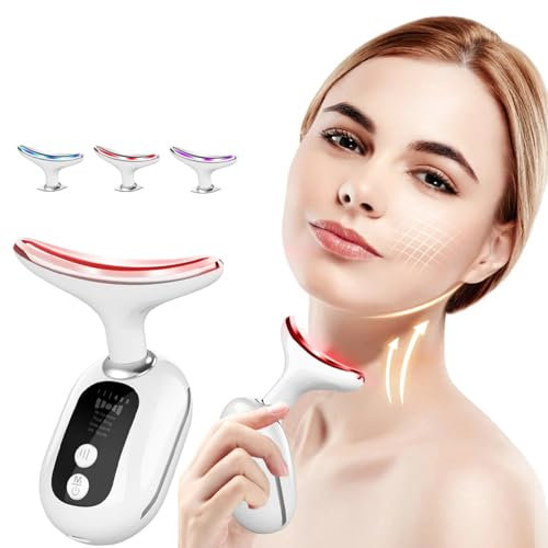 WAVATA GesichtsmassagegeräT Gegen Falten,Face Massager mit 4 Modi 3 Farbige LED, 45℃ EMS gesicht,Gesichtsmassagegerät Gegen Falten,Facelifting Gerät für Anti-Aging, Lifting und Straffung schlaffe Haut