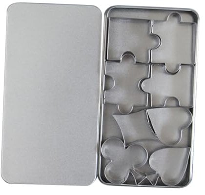 CAXUSD 1 Set 8pcs Mold Metal Fondant Cutters Chocolate Covered Cookies Chocolate Panettone Doughnut Moulds Fondant Metal Jigsaw Delicate Playing Cards Stainless Steel