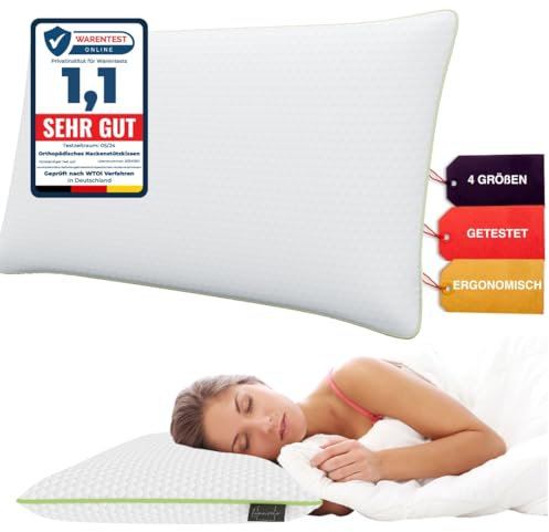 Limarmo Orthopädisches Nackenstützkissen für 80x40, 800x400 mm, viscoelastisches Kissen, Visco Kopfkissen, Kissen, Nackenkissen Memory-Schaum, Viscoschaum, Schlafen,weiß (710 x 420 x 150 mm)