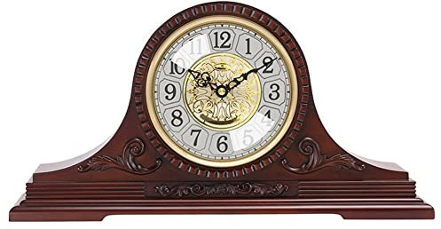 LUOYAOB Vintage Kaminuhr Kaminuhr, Antike Tischuhr aus Holz, mit Glockenspiel auf stündlichem Massivholzregal Dekorative Glockenspieluhr, Geeignet für Kaminsims/Desktop, Wohnzimmerdekoration