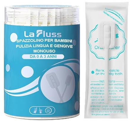 La Fluss 30 Stück sterilisierte Einweg-Zahnbürste für Kinder und Babys Reinigung Zunge Zähne und Zahnfleisch einzeln verpackt Mundreinigungsstäbchen