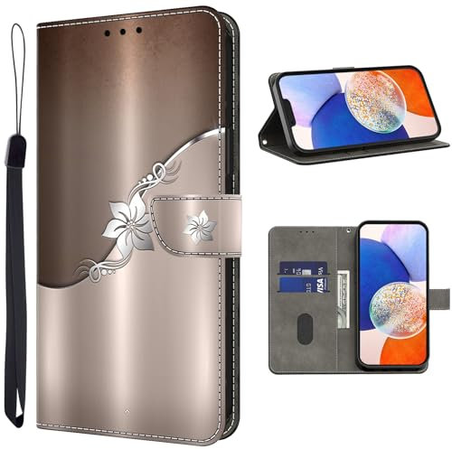 TUOLISG Handyhülle für Google Pixel 7 Pro Hülle,Klappbar Leder Flip Wallet Stoßfeste Case Schutzhülle Klapphülle für Google Pixel 7 Pro 5G -Silberne Blume