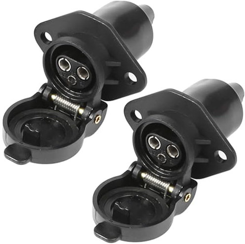 ETUKER 2x 12V 25A Wasserdicht Anhänger Steckdose 3 Polig für Traktor, Truck, RV, Car - 3-poliger Anhänger Steckdose - Robust