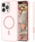 SouliGo Magnetic Case for iPhone 13 Pro Max 6.7”【Compatible with MagSsafe】 Slim Translucent Matte Shockproof Hard PC Cover & Soft TPU Bumper Anti-Scratch Protective Phone Cases with Lanyard - Pink