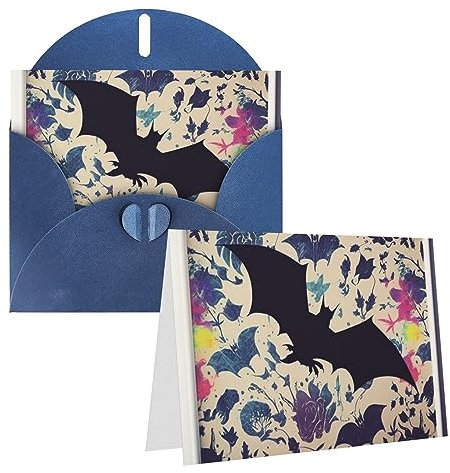 Geburtstagskarten mit Umschlägen, Fledermaus-Druck, Hochzeitskarten, Trauerkarten, Dankeskarten, leere Innenseite, für alle Anlässe, Grußkarten