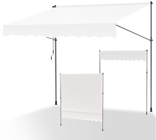 ISOISL Tenda da sole a morsetto, larghezza 250 cm, con manovella, resistente ai raggi UV, regolabile in altezza, parasole e impermeabile, per balcone, senza foratura, per balcone, terrazza, giardino