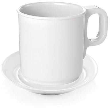 12x Becher 250 ml Melamin weiß Kaffetasse + Untertasse bruchfest