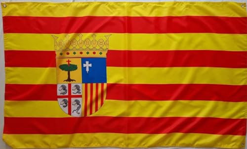 Bandera de Aragon, reforzada con 4 ojales, 150 cm x 90 cm (Aragon) MateyCo