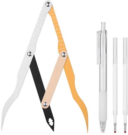 ATOMUS Regla de aleación de aluminio para tatuaje de cejas, regla de proporción dorada, herramienta de maquillaje con marcador blanco de 0,8 mm, punta gruesa, calibrador de microblading para colocar