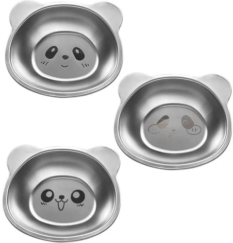 3 Pcs Stainless Steel Bowls, Cute Bear Kids Feeding Bowls Snacks Bowls, Unbreakable Soup Bowls Salad Bowls Metal Serving Dishes for Rice, Noodle