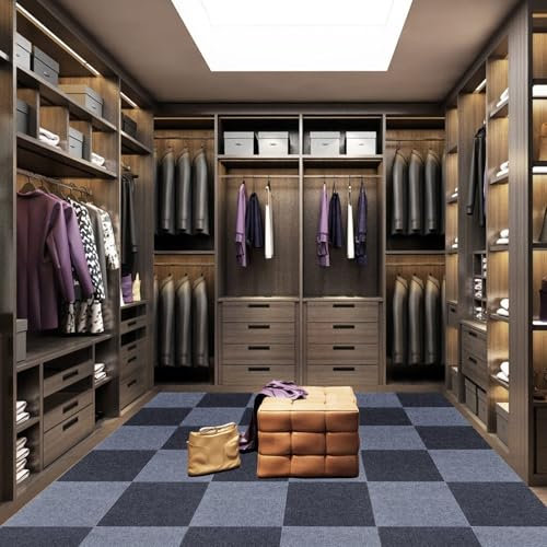 ZOFUN 30 Pcs Carpet Tiles Grey, 30 x 30 cm Self Adhesive Carpet Tile Anti-Slip, Dark/Light Grey Carpet Tiles Easy Peel and Stick, Hard Wearing Flooring Carpet Tile for Bedroom Living Room Office