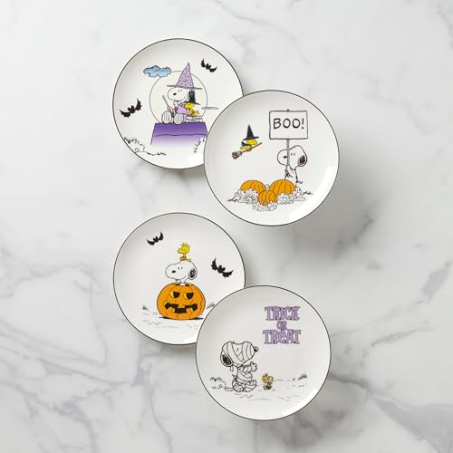 Lenox 896688 - Set di 4 piatti con decorazione a forma di zucca, per Halloween