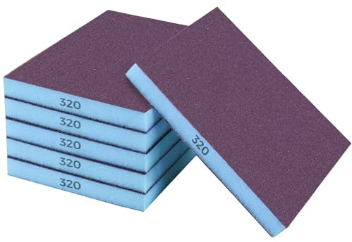 STEBRUAM 6 Stück Schleifschwamm, 320 Körnung Spezifikationen Schleifpads Sortiment für Holz Metall Wandschaum Trockenbau