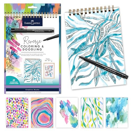 Faber-Castell Reverse Coloring & Doodling Book: Brights - Entspannendes Malbuch für Erwachsene gegen Angst, umgekehrtes Malbuch für Erwachsene, Malbücher für Erwachsene Entspannung