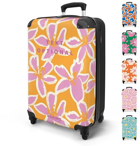 NoBoringSuitcases.com® Valise Cabine 55x35x25 Personnalisable, Valise à roulettes, Bagages Rigide, Légère, Trolley Cabine avec Motif Floral, Disponible en Plusieurs Designs, Valise pour Avion