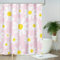 AIBIIN Rideau de douche motif marguerite rose mignon blanc rideau de bain décoration de salle de bain durable en polyester imperméable avec 12 crochets 180 x 180 cm