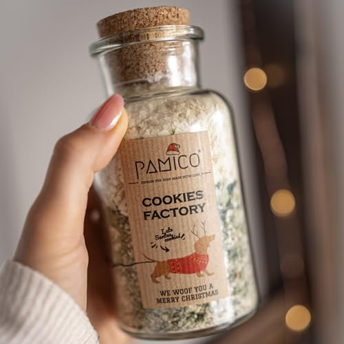 PAMICO Backmischung im Glas | Cookies Factory auch für Backmatten geeignet | DIY-Backmischung für Hundekekse | Geschenk-Idee zu Weihnachten, Nikolaus | mit gefriergetrockneten Zutaten