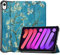 Hoozey - Hülle kompatibel mit Apple iPad mini 7 (2024) / Mini 6 (2021) - 8.3 Zoll - Mit Auto/Wake-Funktion - Kunstleder TPU Tablet Case Schutzhülle - Weiße Blüte