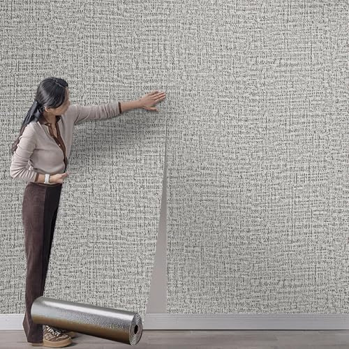 Anttyscar 2Roll Self Adhesive Thermal Insulation Wallpaper - Grey Textured, 3mm Thick Wall Insulation Panels Thermal Wallpaper Stickers for Living Rooms - Thermal Wallpapers for Cold Walls