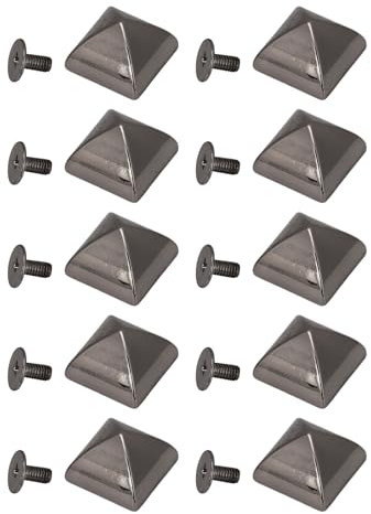 20 Set Set a Vite a Vite Quadrate Kit Bocce di Pelle in Pelle di Cuoio a Cono di Installazione a Cono di Installazione a Vite in Lega di Montaggio in Lega in Lega di Metallo per Rilegatura, Rivetti in