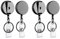 Spourita Set mit 4 Ausweishalter, robust, einziehbar, aus Metall, mit Gürtelclip, Ring für Namensschilder (Schwarz glänzend)