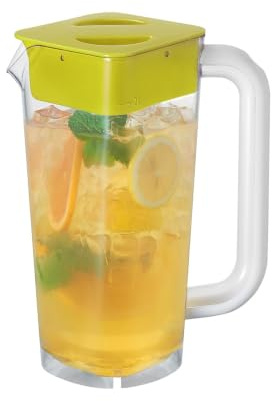 CURTA krug 2liter Wasserkrug Mit Deckel Mit Griff mit Skala, Kunststoff Für kühlschrank,2 liter pitcher Säfte, Milch, Kalte Oder Heiße Getränke quadratisch 1 Stück