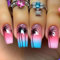 24Pcs Colorful Press on Nails Medium, Summer French Tip False Nails Square with Coconut Tree Design, Natural Removable Full Cover Fake Nails Stick on in 12 Sizes, Manicure Kit for Women Daily Wear