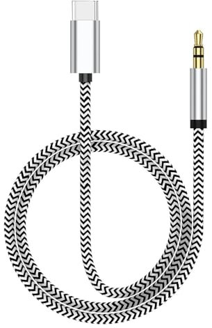 Cavo USB Type-C a Jack 3.5mm, Cavo Audio Intrecciato in Nylon da 100cm con Chip di Sicurezza, Compatibile con Samsung Galaxy S24/S23/S22, mit iPhone, iPad Pro