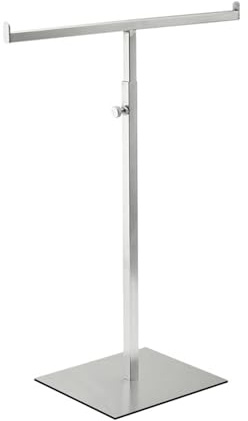 Fenteer Purse Display Stand Rack Props Organizer Storage Adjustable Closet Hanger Shelf Scarf Handbag Holder for Wig,Hat,Bracelet,Props,Jewelry,Silver B,Height 35.5-63.5cm,Base18.5cm*15cm