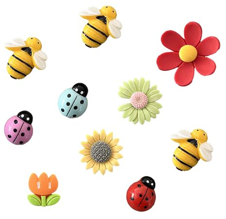 10 Pack Cute Flower and Bee Fridge Magnets, Strong Mini Magnets | Creative for Girls, Crafts, Kitchen Decor, Whiteboard, Small Magnets for Home or Office Use. It offers a practical.
