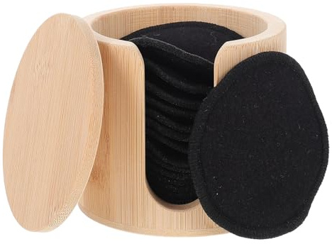 MOTHNUR 16 pièces Disques Démaquillants Fibres de Bambou Lavables Tampons Visage Réutilisables pour Nettoyage Doux et Démaquillage avec Filet de Lavage Boîte et Étui Bambou pour Femmes et