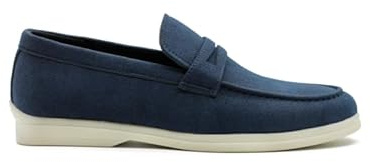Xposed Men’s Navy Faux Suede Penny Loafers Lightweight Slip-On Smart Casual Summer Shoes [PVC-V832-NAVY-40]
