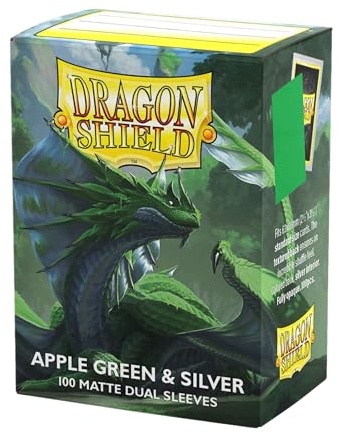 Dragon Shield | Matte Dual Standard Size Card Sleeves | 100ct - Smooth & Tough Premium TCG Sleeves - Compatible with Pokemon, One Piece, and Magic: The Gathering | Apple Green & Silver