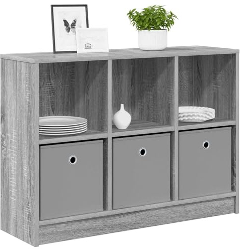 vidaXL Sideboard mit Schubladen Graues Sonoma 88,5 x 27,5 x 63,5 cm, Moderner Sideboard, freistehend, viel Platz, praktischer Wohnungshelfer, schickes Design für Dein Wohnzimmer