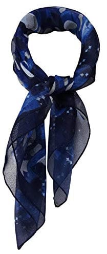 TigerTie Damen Chiffon Nickituch Halstuch in marine royal blau silber anthrazit gemustert - Größe 58 x 58 cm