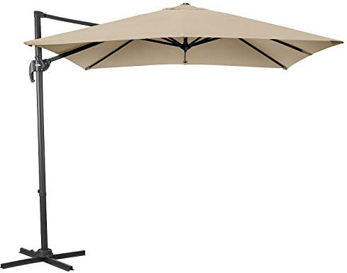 CHRISTOW 2.5m Square Cantilever Parasol, Hanging Banana Umbrella, Outdoor Patio Garden, UV-Resistant, Tilt & Rotate